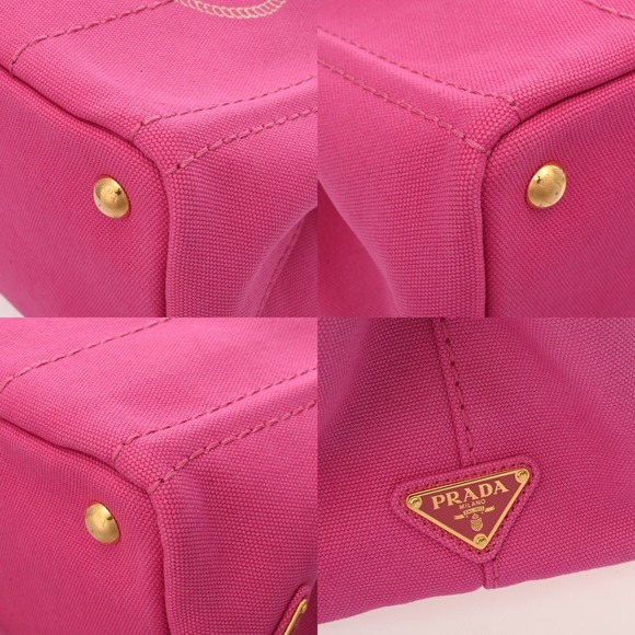 PRADA Canapa Pink Canvas Handbag - Picture 7 of 10